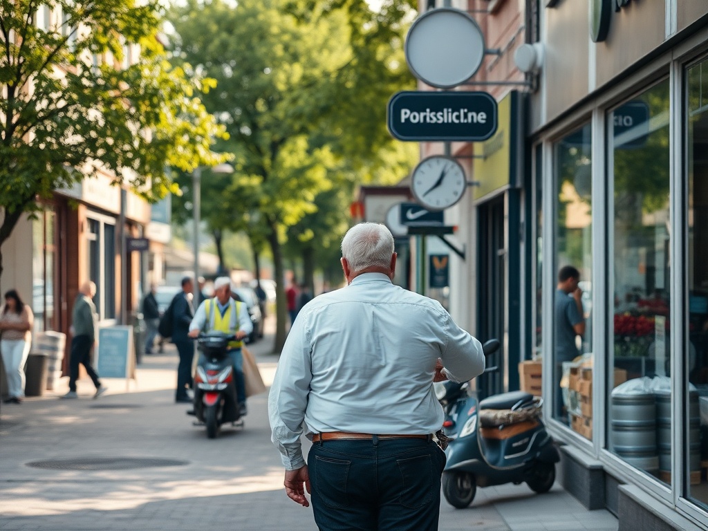 Osoba przeglądająca oferty pracy na komputerze, z logo Konina w tle, sugerujące pracę w Koninie dla mieszkańców powiatu kolskiego.